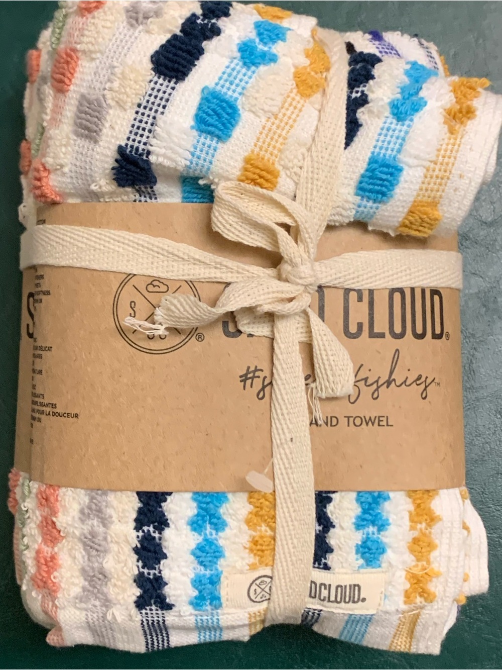 Sound Cloud Multicolor Striped Hand Towels set/2 cotton